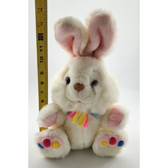 VINTAGE WHITE BUNNY RABBIT JELLY BEAN TOES FEET STUFFED ANIMAL PLUSH 14" - Picture 10 of 12